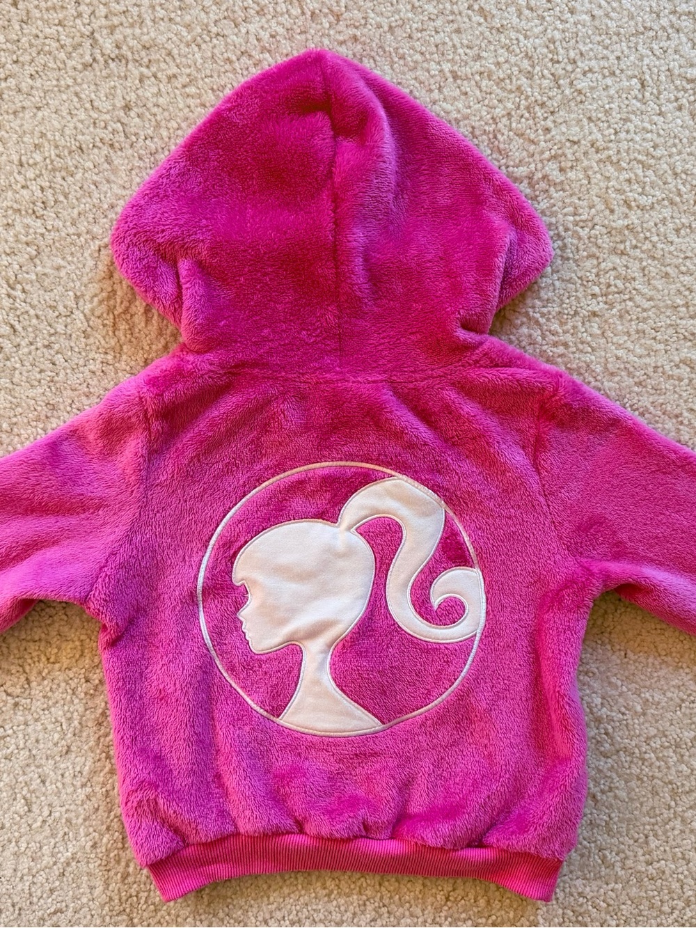 PatPat x Barbie Girls Pink Fuzzy Hooded Zip Jacket 3-4Y